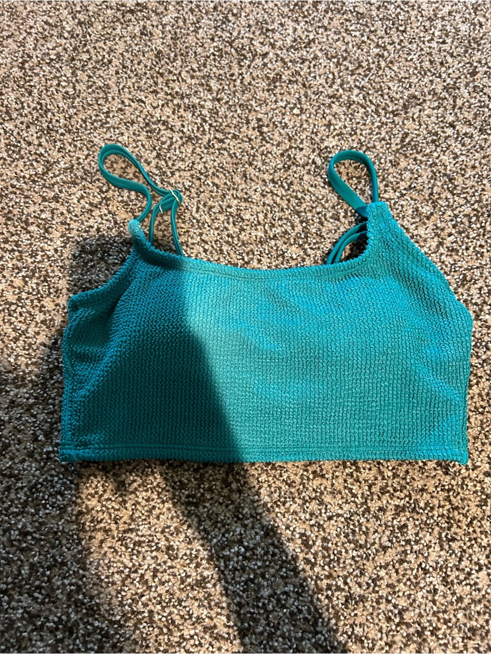 Teal Textured Crop Swim Top